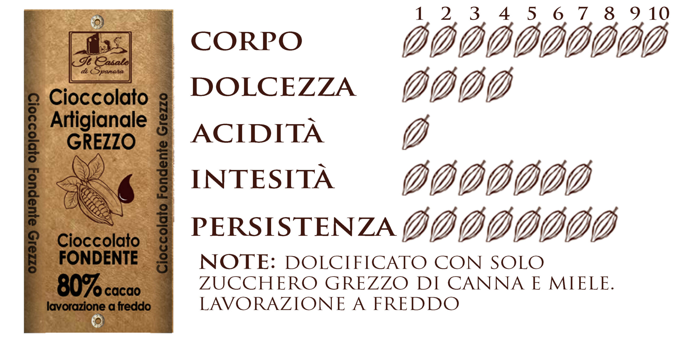 Tavoletta di cioccolato fondente Grezzo 80% cacao 110 g - immagine 3