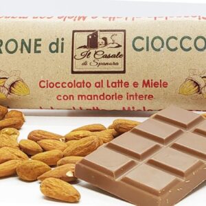 Torrone di cioccolato al latte e miele mandorle italiane 235 g Il Casale di Spanora