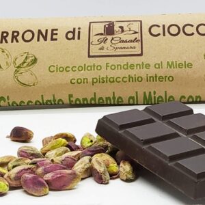 Torrone di cioccolato fondente al miele pistacchi italiani 235 g Il Casale di Spanora