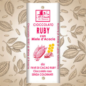 Tavoletta di Cioccolato RUBY e miele di acacia da fave di cacao rosa 40g