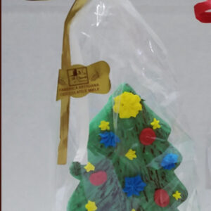 Alberello di Natale di cioccolato al latte decorato a mano 200 g