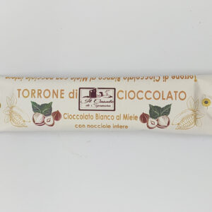 Torrone di cioccolato puro bianco al miele con nocciole romane 115 g Il Casale di Spanora