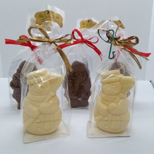 Set pupazzi di natale appendibili 5 x 50g  Frosty e Babbo Natale cioccolato al latte e miele e bianco