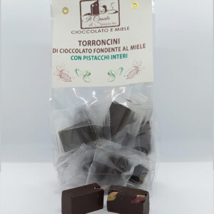 Torroncini di cioccolato fondente al miele con pistacchi italiani 200 g Il Casale di Spanora