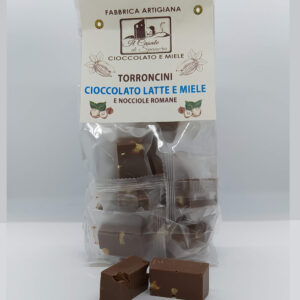 Torroncini di cioccolato al latte e miele con nocciole romane 200 g Il Casale di Spanora