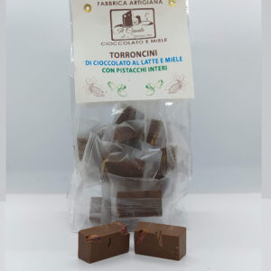 Torroncini di cioccolato al latte e miele con pistacchi italiani 200 g Il Casale di Spanora