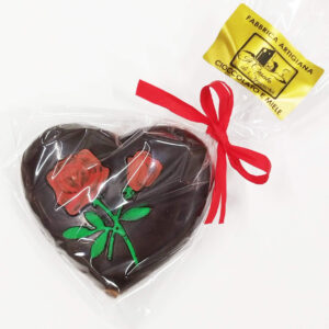 Cuore di cioccolato extra fondente decorato a mano 100g