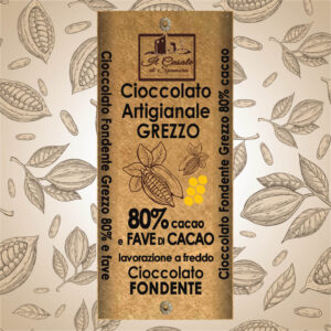 Tavoletta di cioccolato fondente Grezzo 80% cacao con nibs di fave di cacao 40 g