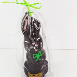 Coniglietto decorato a mano 200g cioccolato FONDENTE al miele