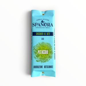 Tavoletta di cioccolato al latte e miele con pistacchi italiani 40g